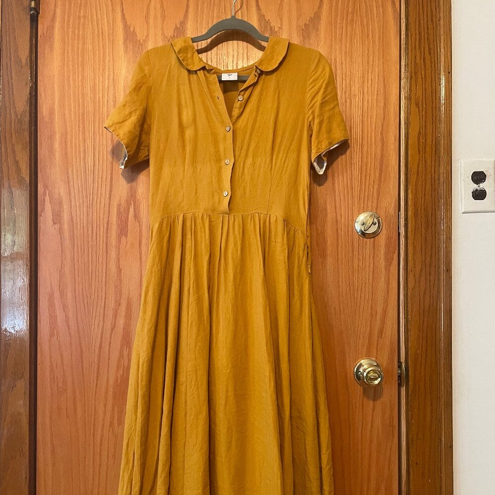 Son de Flor yellow linen dress with peter pan collar